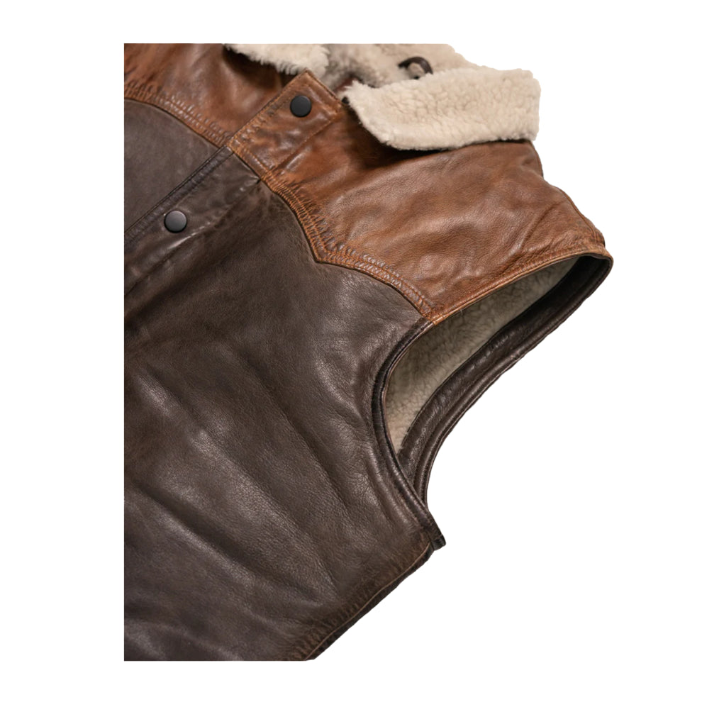 Brown Sherpa Leather Vest