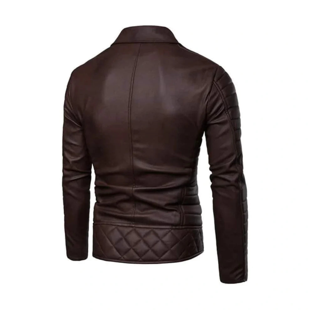 Quilted Wind Proof Shipskin Brown Leather Jacket