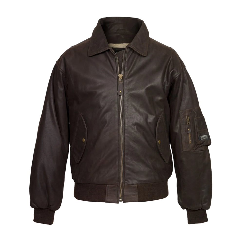 Dark Brown Bomber Suede Leather Jacket