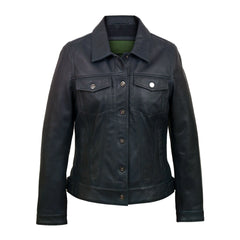 Black Trucker Biker Leather Jacket