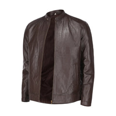 Dark Brown Slim Fit Genuine Leather Jacket