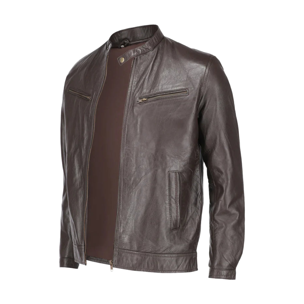 Dark Brown Biker Genuine Leather Jacket