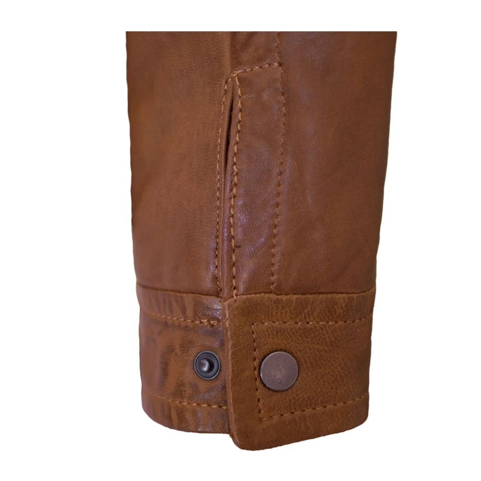 Tan Brown Trucker Leather Jacket