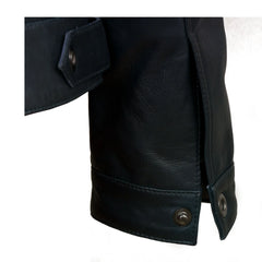 Black Trucker Biker Leather Jacket