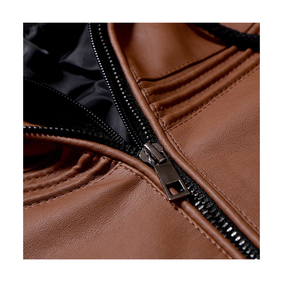 Hooded Style Genuine Leather Jacket