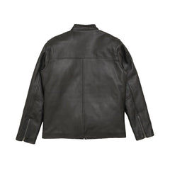 Black Biker Short Rounded Leather Jacket