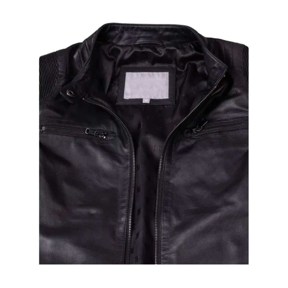 Black Slim Fit Biker Leather Jacket