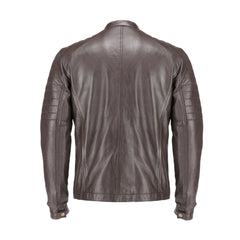 Dark Brown Quilted Biker Leather Jacket