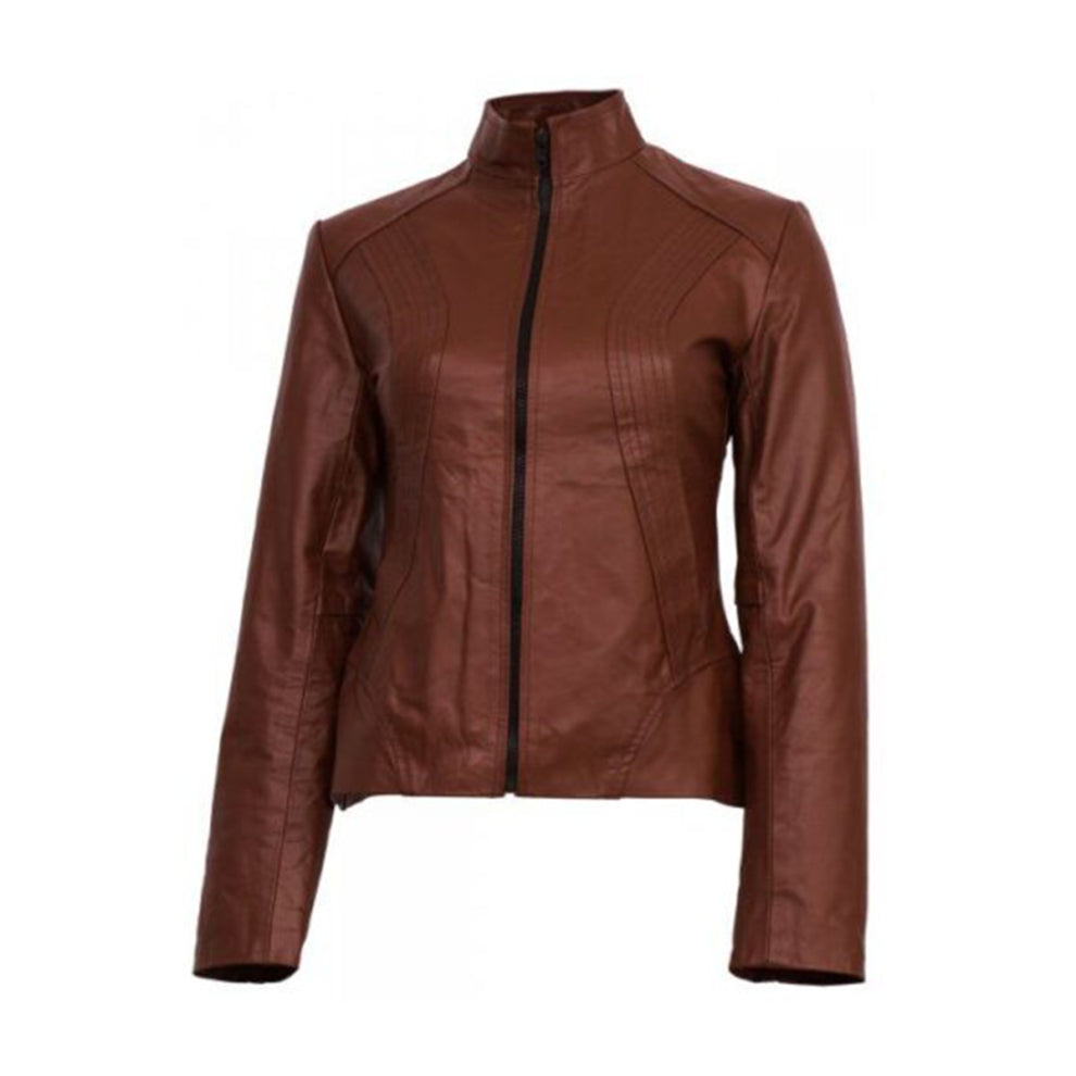 Dark Brown Long Sleeve Genuine leather Jacket