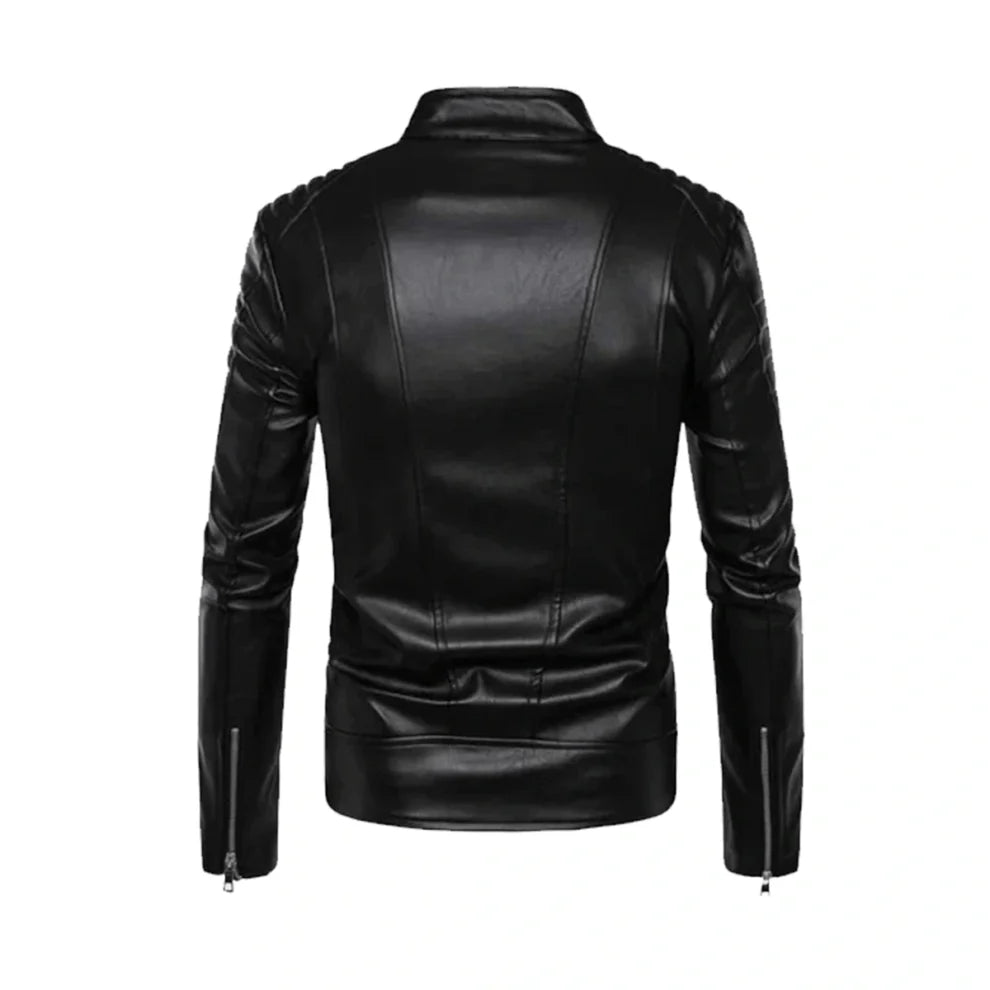 Cafe Racer Black Biker Leather Jacket