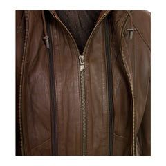 Brown Hooded Leather Jacket