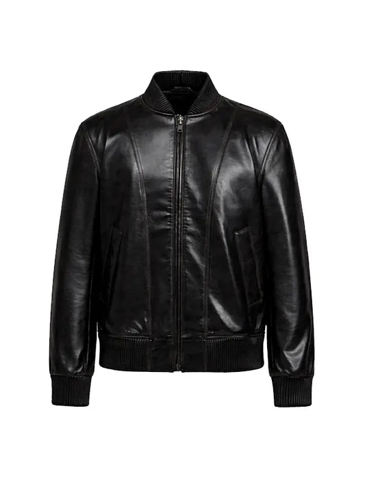 Stylish Faux Leather Bomber Jacket