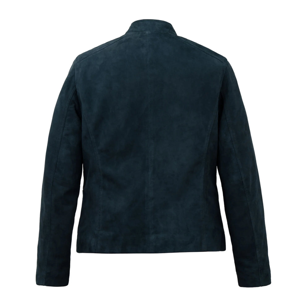 Suede Blue Biker Leather Jacket