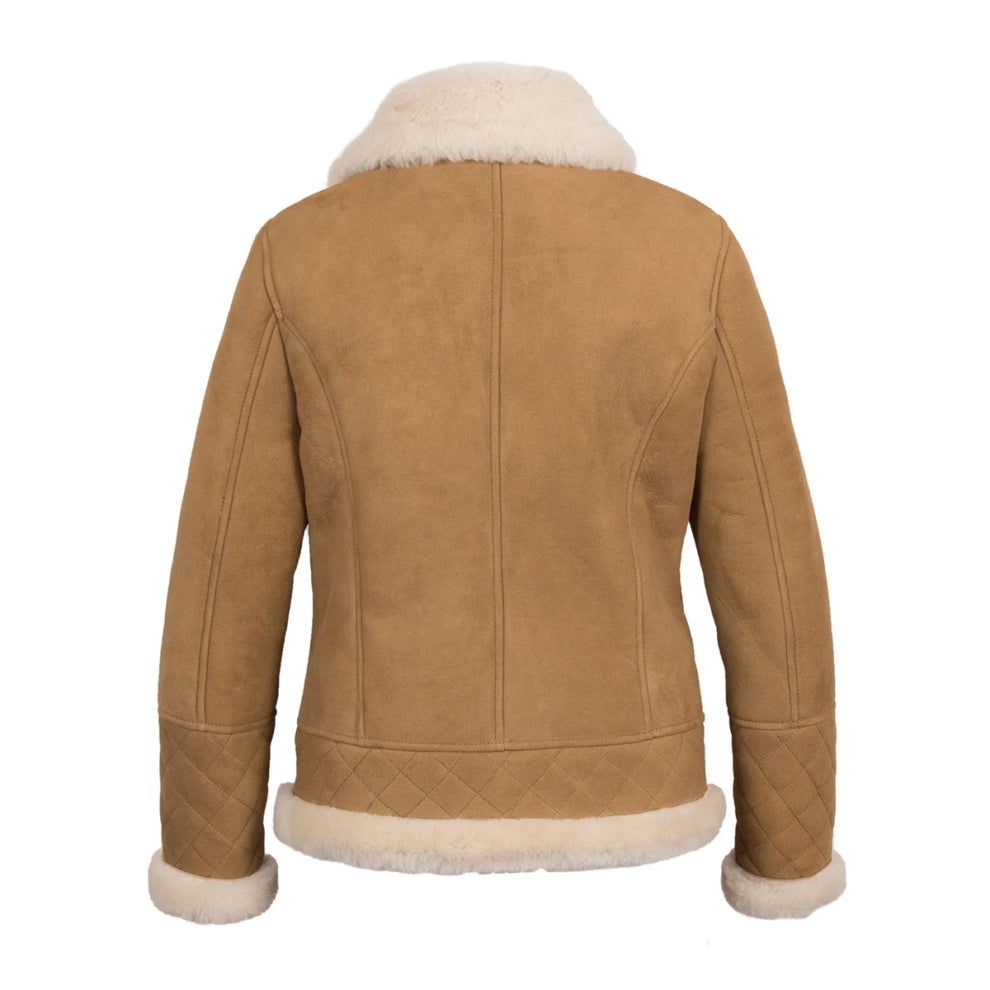 Tan Brown Shearling Leather Jacket