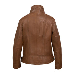 Cowl Neck Biker Leather Jacket