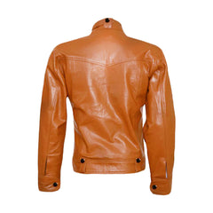 Tan Brown Biker Genuine Leather Jacket