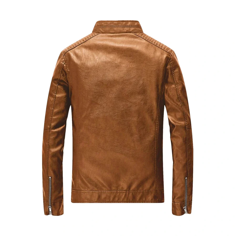 Tan Brown Biker Real Leather Jacket