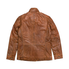 Tan Brown Trucker Genuine Leather Jacket