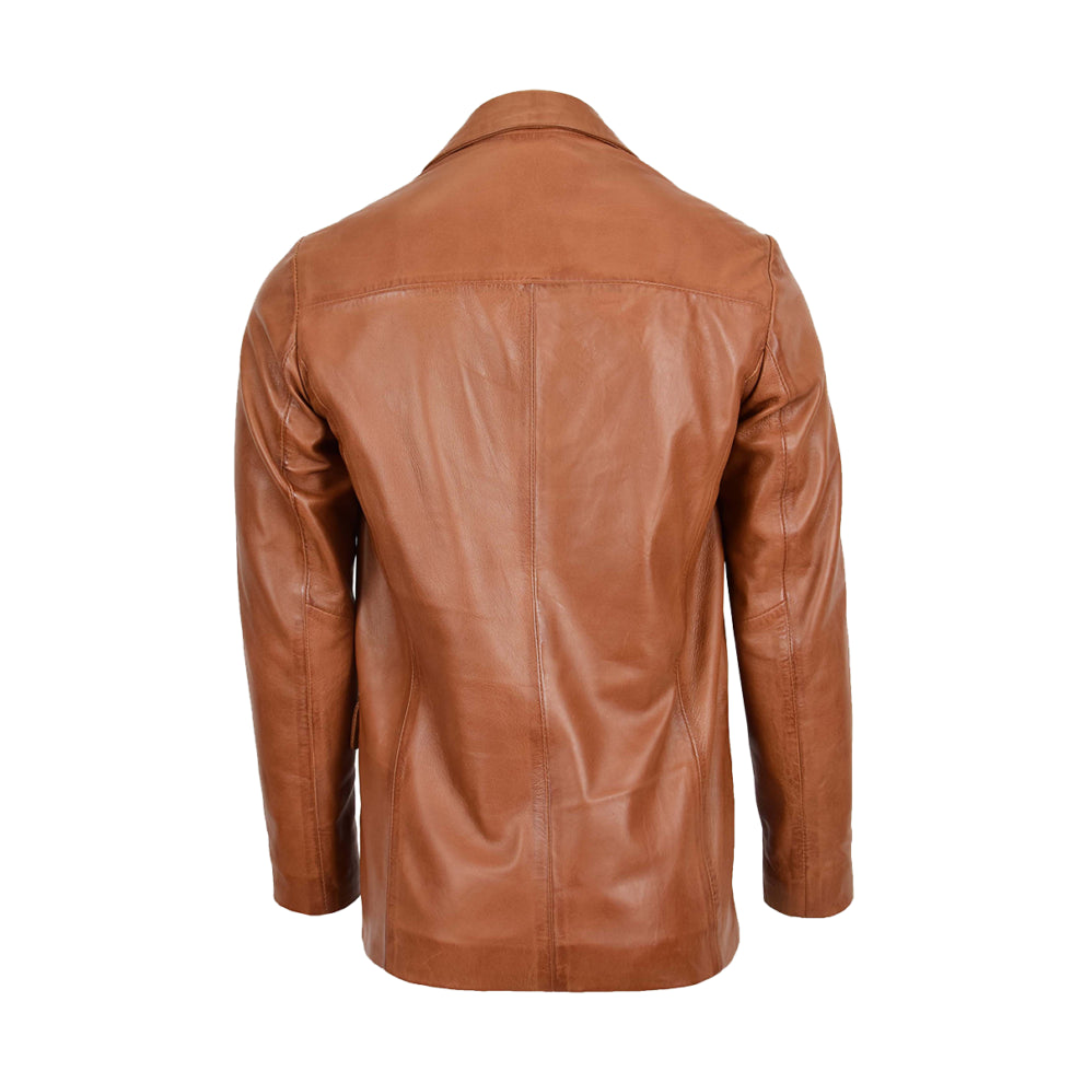 Tan Brown lapel Style Leather Blazer