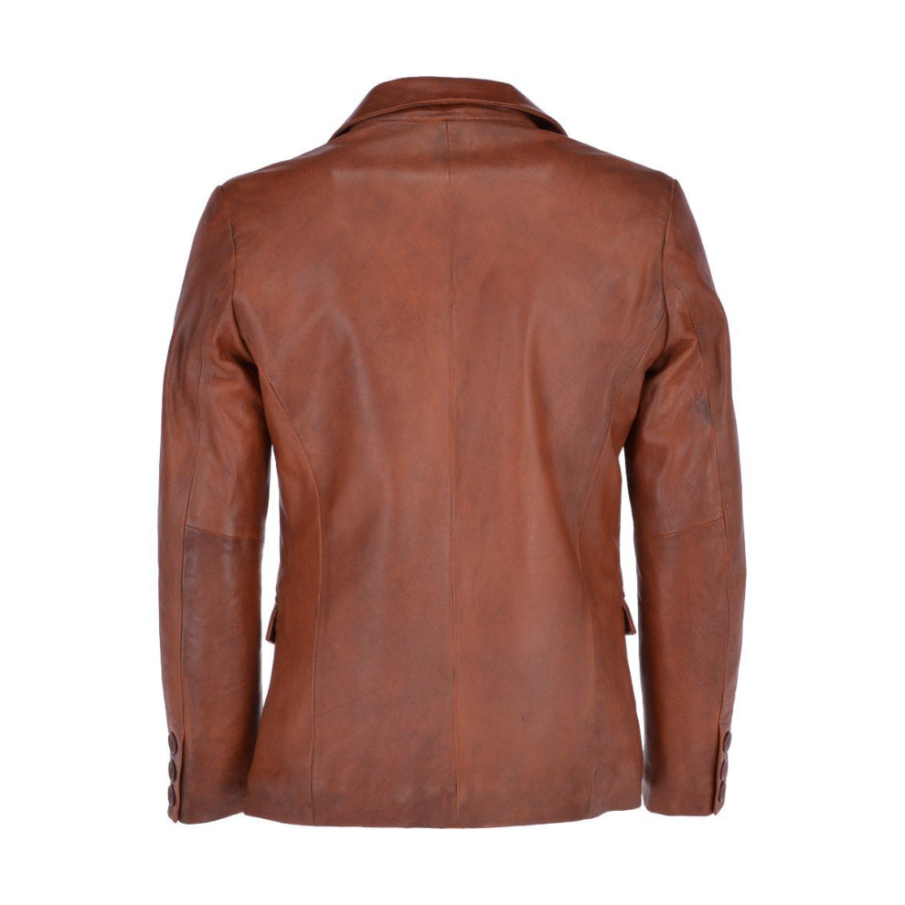 Tan Brown Genuine Leather Blazer