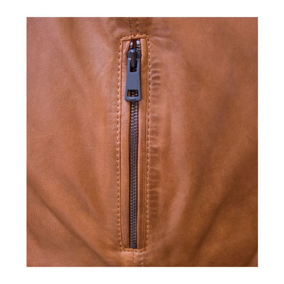 Tan Brown Trucker Leather Jacket