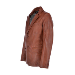 Tan Brown Genuine Leather Blazer