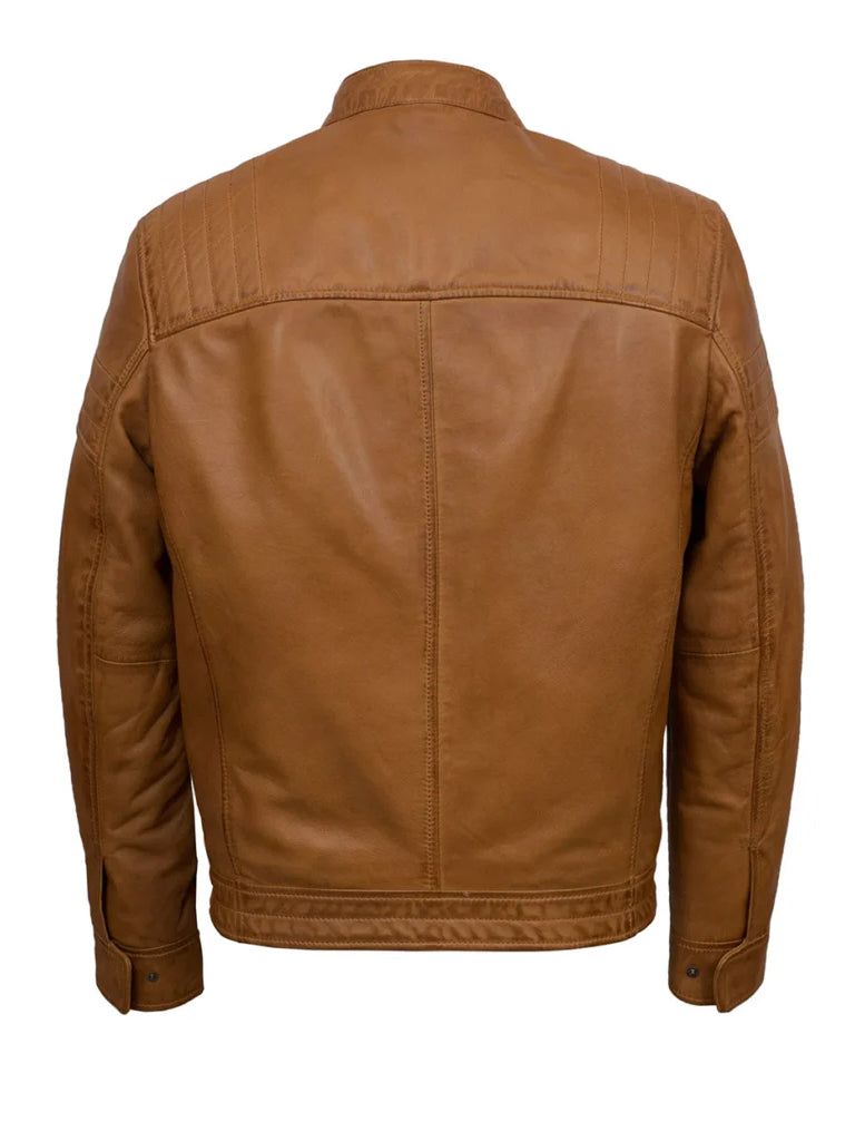 Tan Brown Biker Leather Jacket