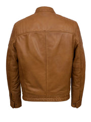 Tan Brown Biker Leather Jacket