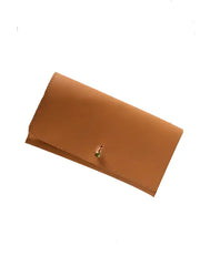 Handmade Tan Leather Long Wallet, Luxury Women’s Clutch with Multiple Card Slots