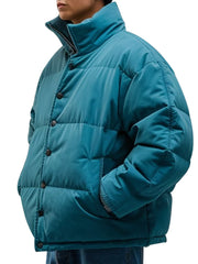 Teal Quilted Puffer Jacket for Men