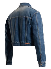 Trendy Women's Cropped Blue Breeze Denim Jacket