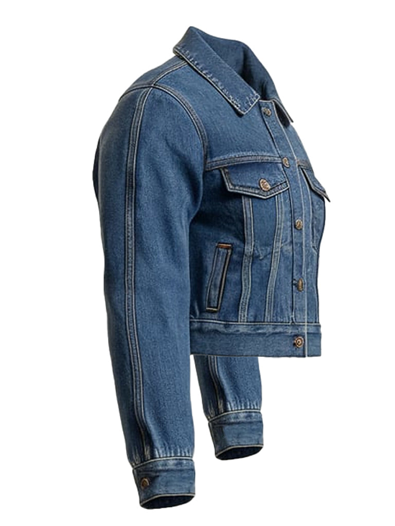 Trendy Women's Cropped Blue Breeze Denim Jacket