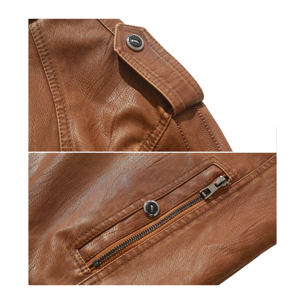 Brown Biker Trucker Style Leather Jacket