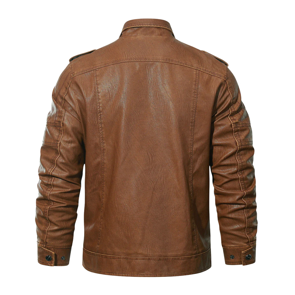 Brown Biker Trucker Style Leather Jacket