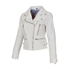 White Biker Leather Jacket