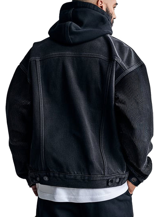 Urban style black frost washed denim jacket