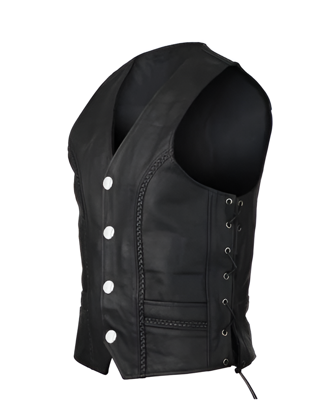 Versatile Men's Black Leather Vest