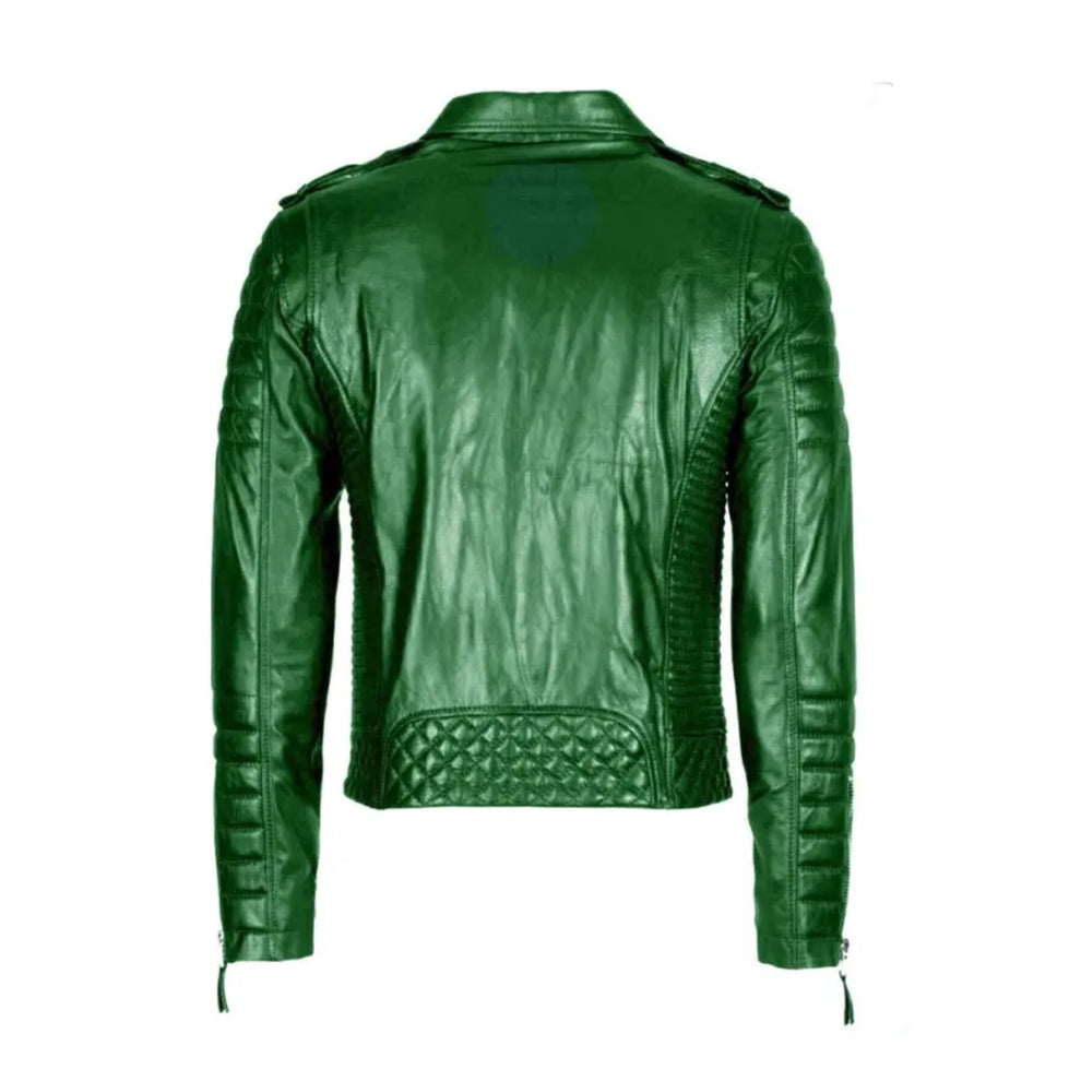 Vintage Green Biker Leather Jacket