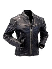 Vintage Biker Style Cafe Racer Distressed Genuine Leather Jacket