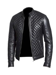 Vintage Black Biker Quilted Leather Jacket