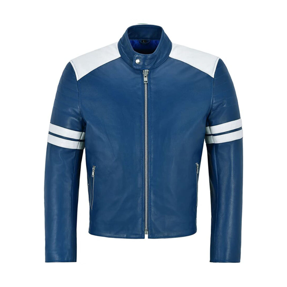 Blue Genuine Leather Jacket