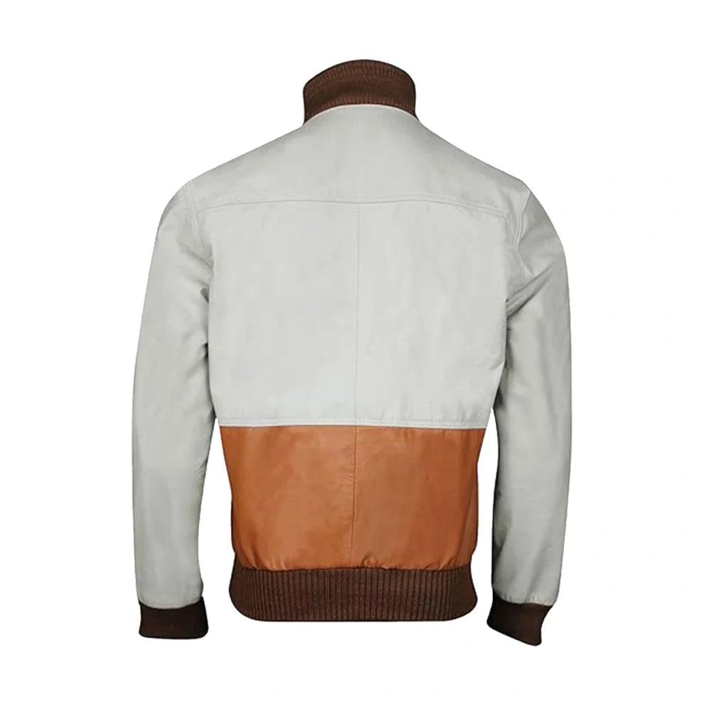 Tan Brown Bomber Biker Leather Jacket