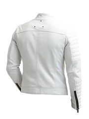 White Motorcycle Cafe Racer Leather Jacket