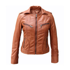 Woddy Brown Biker Leather Jacket