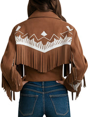 Women's Brown Fringe Western Jacket