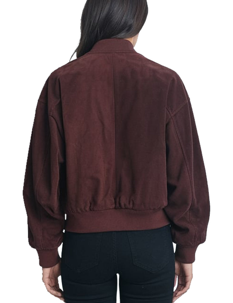 Women's Classic Brown Suede Bomber Jacket