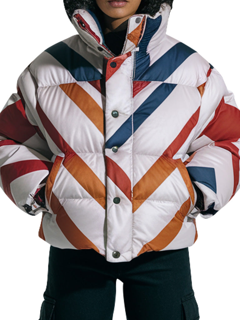 Women's Colorful Geometric Puffer Jacket