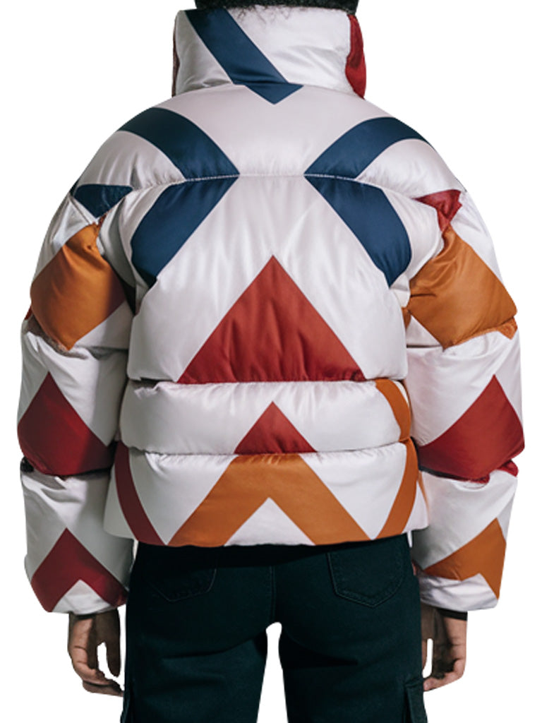 Women's Colorful Geometric Puffer Jacket