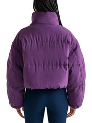 Women's Purple Cropped Puffer Jacket