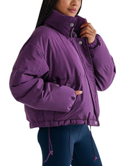 Women's Purple Cropped Puffer Jacket